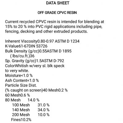 Cpvc off grade resin  - PVC for sale on Scrapo